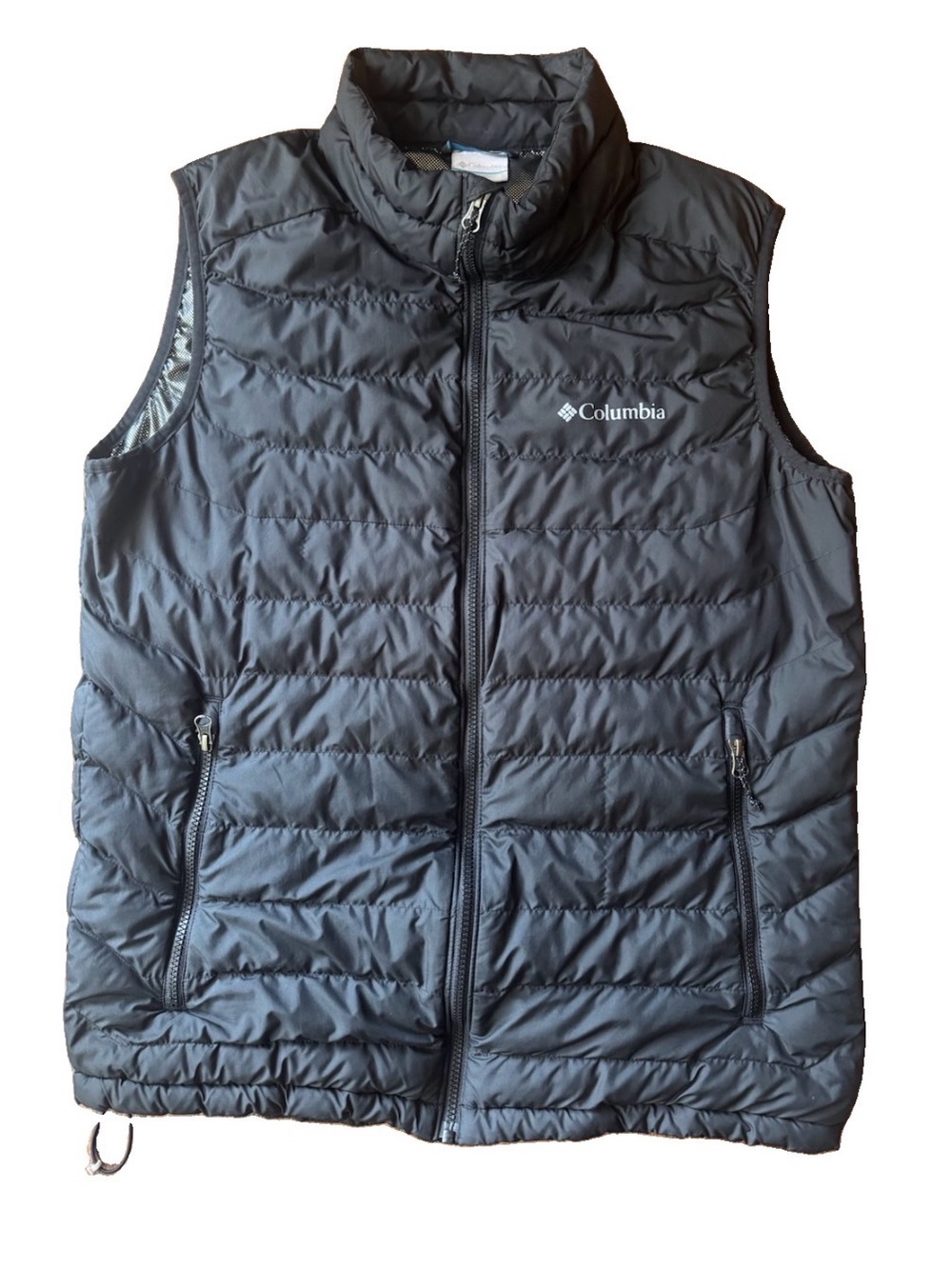Columbia White Out FS Vest Mens L Black Puffer Insulated Omni-Heat EUC Outdoor